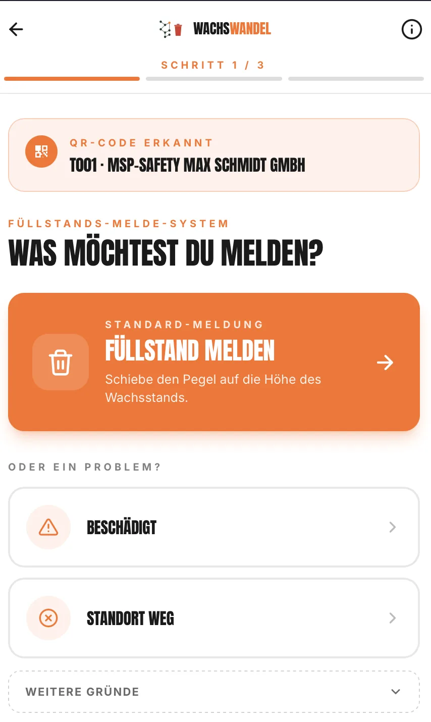 Schritt 1: Was möchtest du melden?